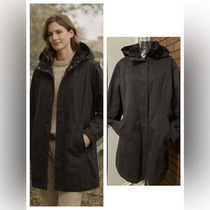 Woolrich Black Hooded Parka XL Lightweight Utility Coat Classic Minimal